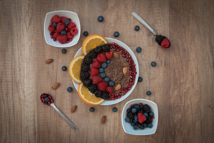 Quinoa bowl with berries and almonds