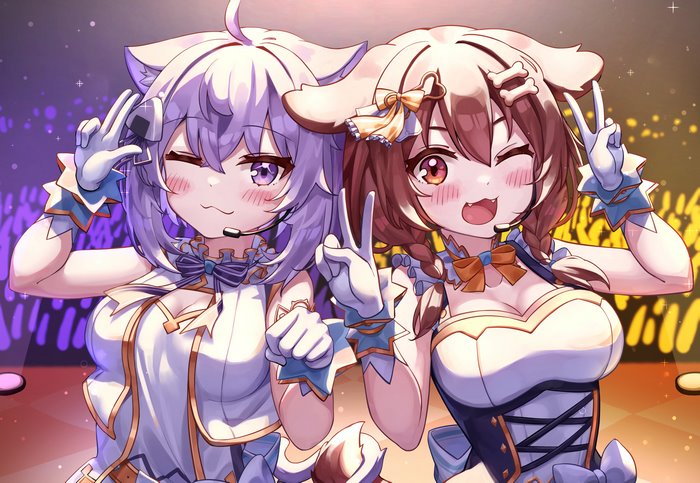 Nekomata Okayu and Inugami Korone 4K