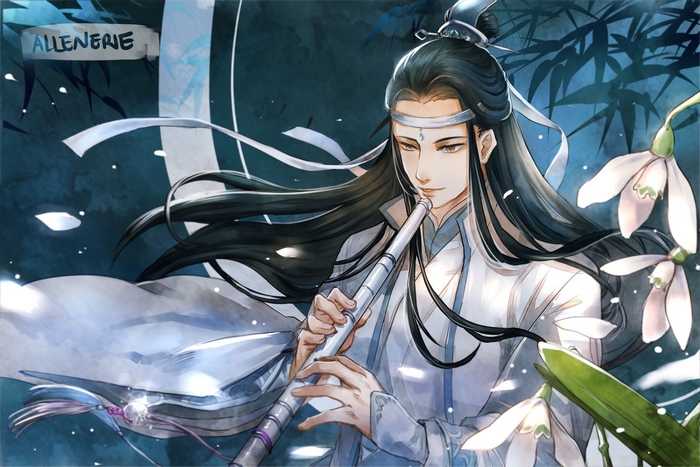 Lan Xichen plays the flute with snowdrops