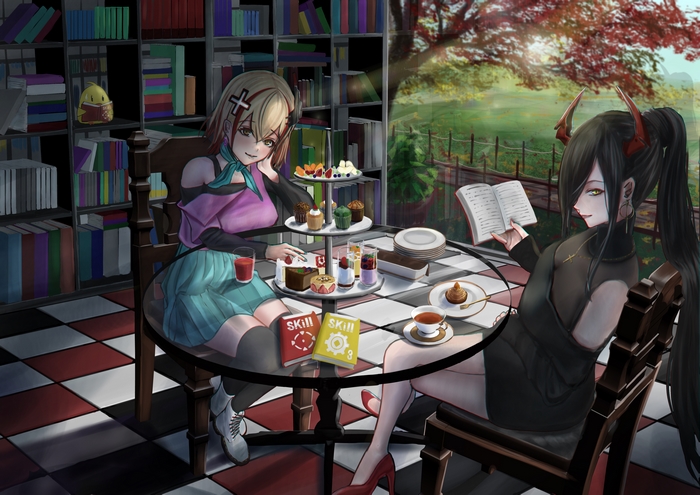 Azur Lane 4K: Friedrich der Grosse and Roon at a cafe