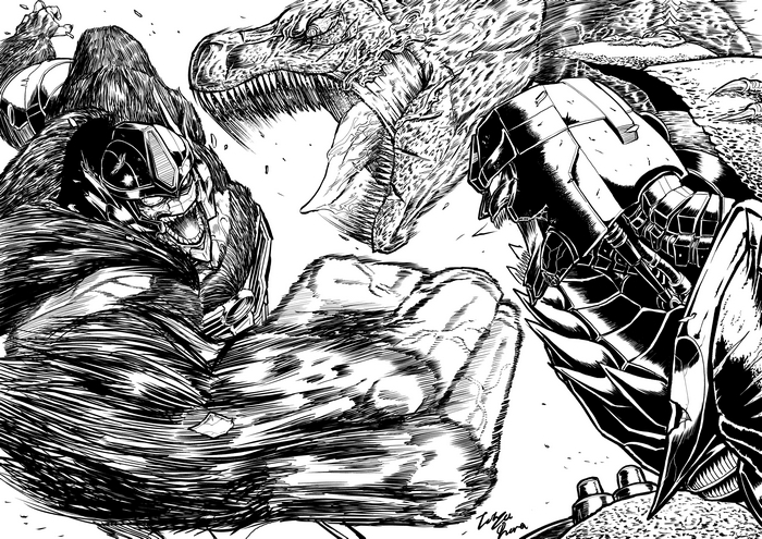Megatron 4K, Godzilla, and Optimus Prime fighting