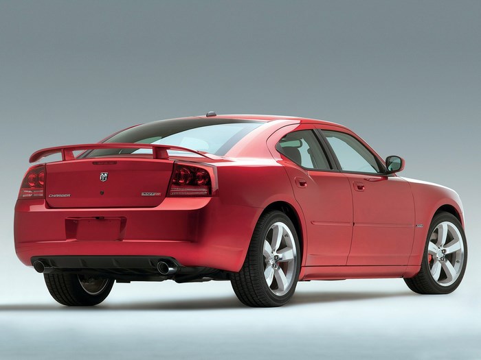 Red 2006 Dodge Charger SRT8 Rear View