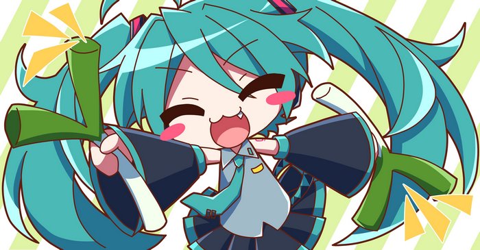 Hatsune Miku holding green onions
