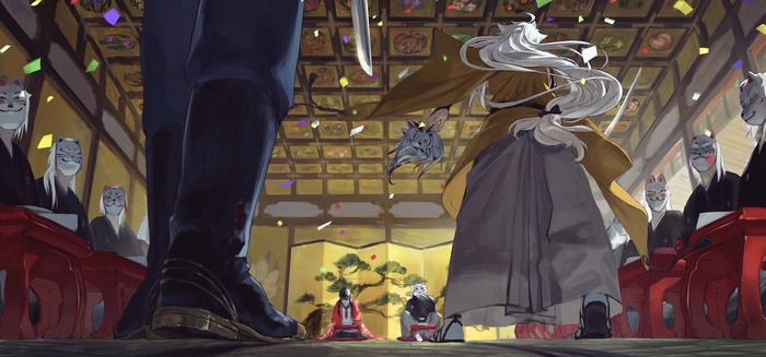 Kogitsunemaru and Nakigitsune in Touken Ranbu