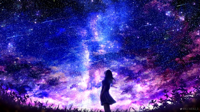 Girl Gazing at Starry Sky