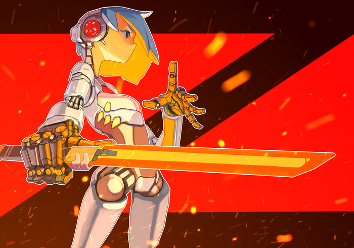 Girl with a glowing sword