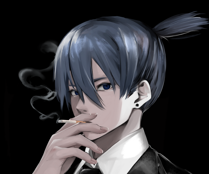 Aki Hayakawa Smoking with Intense Gaze