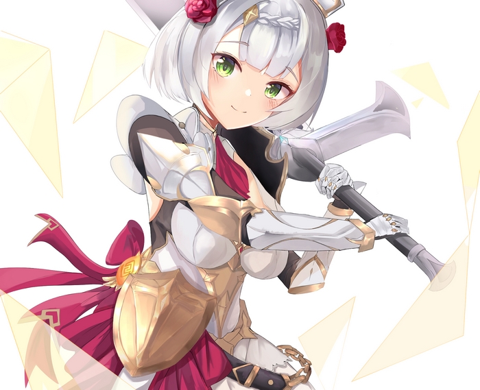 Noelle from Genshin Impact holding a large weapon