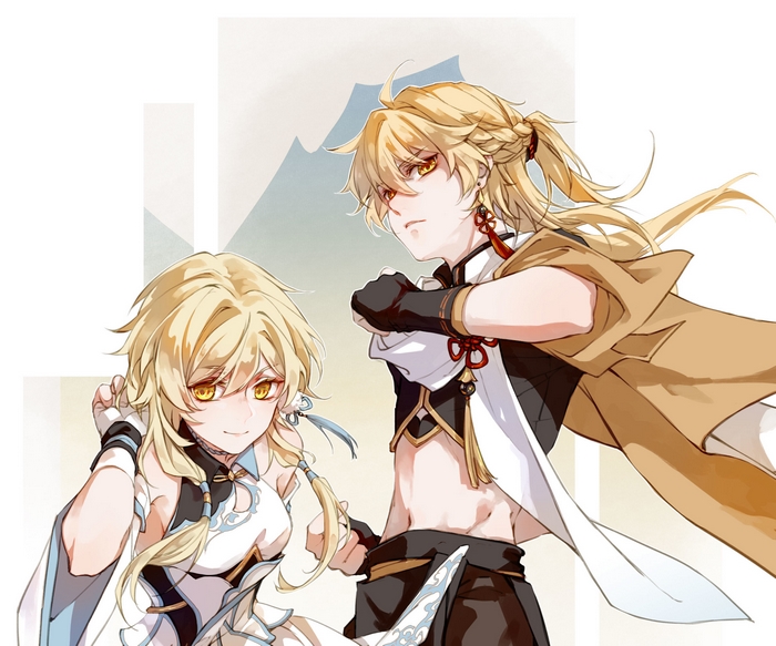 Lumine and Aether from Genshin Impact