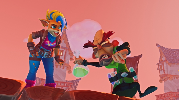 Tawna and Dr. Neo Cortex in Crash Bandicoot 4