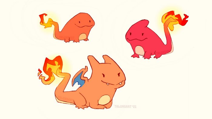 Chibi Charmander, Charmeleon, and Charizard Pokémon