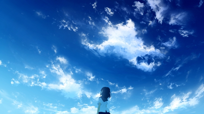 Girl looking at the sky 4K