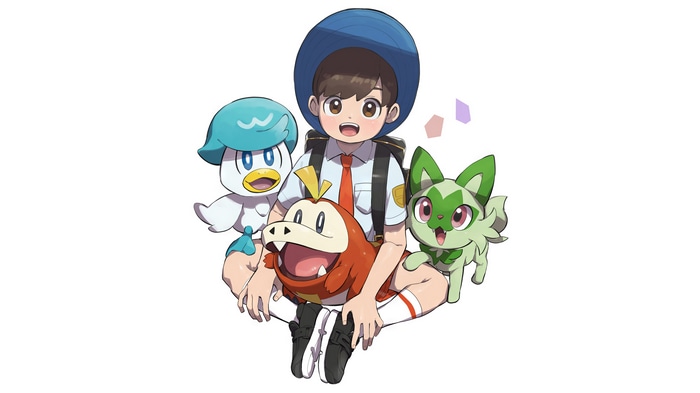 Pokemon Scarlet and Violet: Florian with Quaxly, Fuecoco, and Sprigatito
