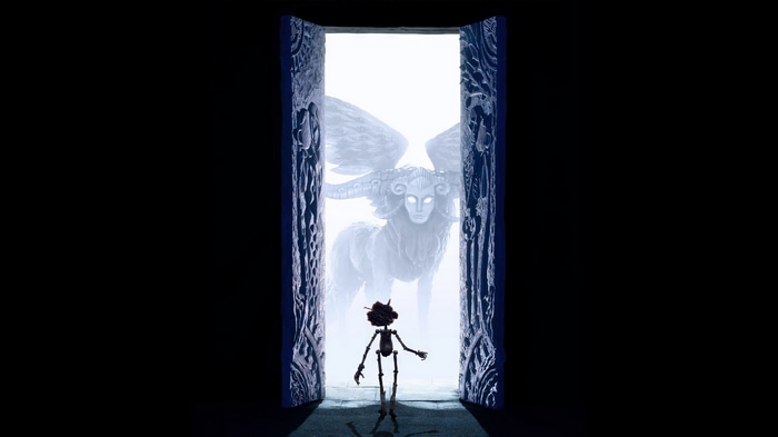 Pinocchio and a Sphinx-like creature