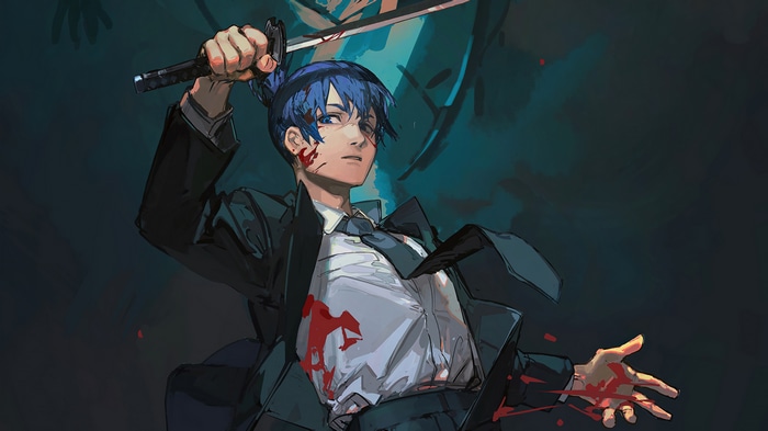 Aki Hayakawa from Chainsaw Man holding a katana