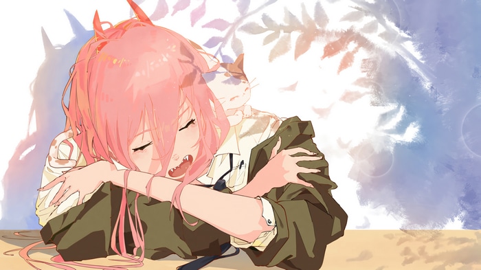 Power and a cat sleeping, Chainsaw Man 4K