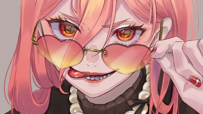 Power from Chainsaw Man wearing heart-shaped sunglasses