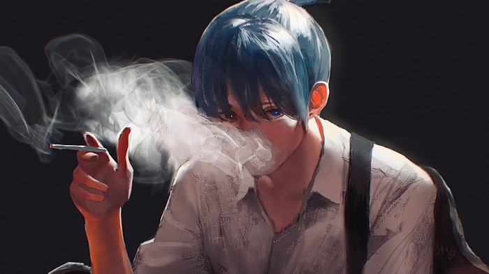 Aki Hayakawa from Chainsaw Man smoking