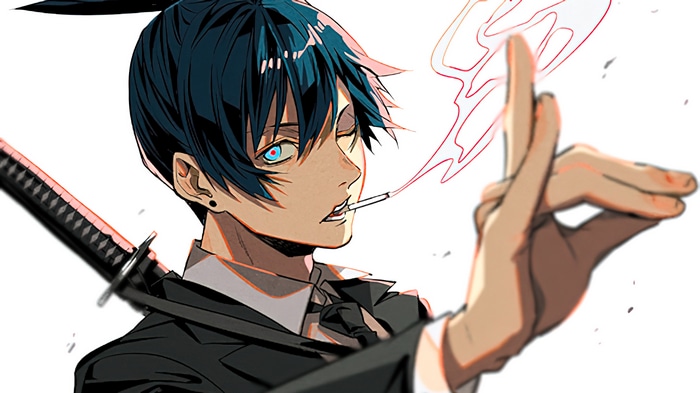 Aki Hayakawa from Chainsaw Man smoking