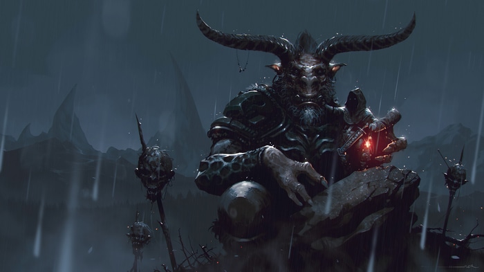 Fantasy Warrior Beast in Rain 4K