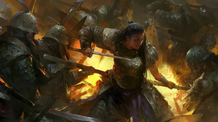 Warrior Girl in Battle 4K