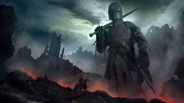 Giant Knight Warrior in a Ruined Fantasy Landscape 4K
