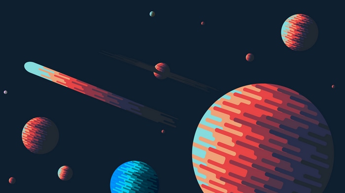 Abstract Space Scene with Planets and Comet 4K