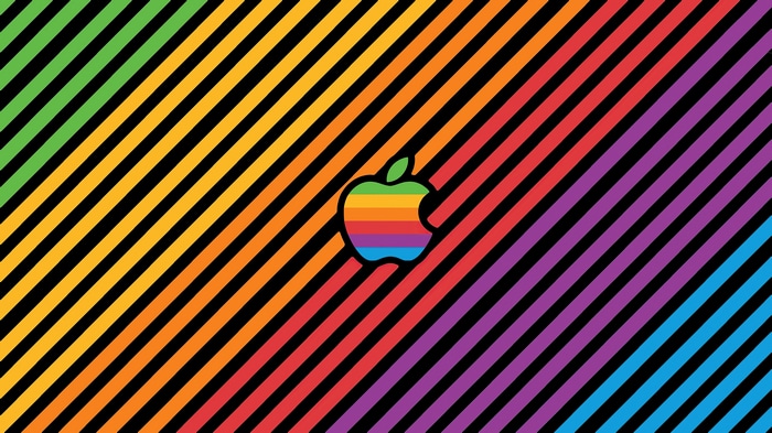 Apple Logo with Rainbow Stripes 4K