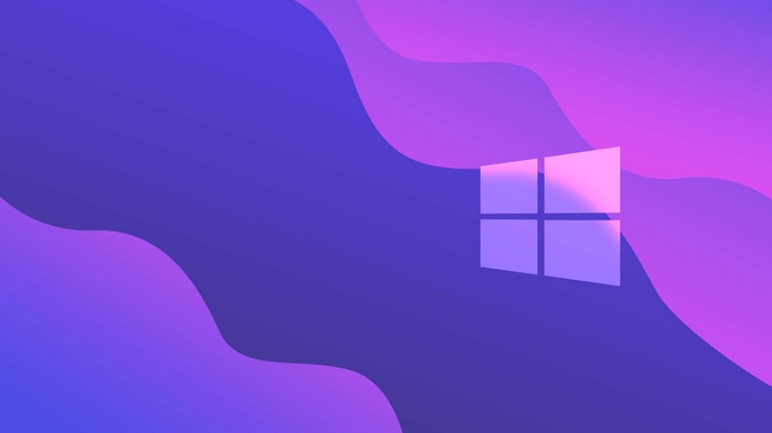 Windows 10 Logo on Abstract Purple and Pink Background 4K
