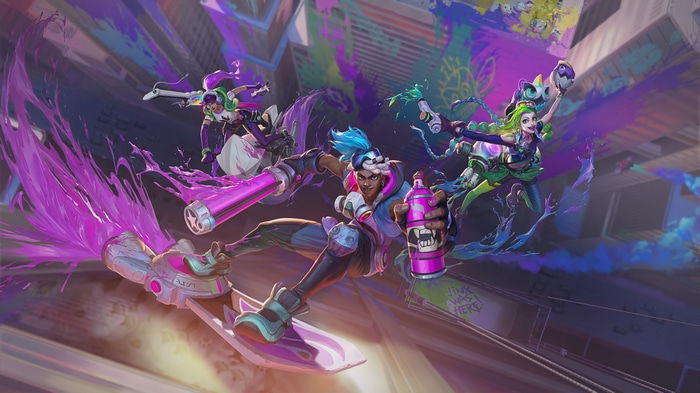 Chromacrash Ekko, Jinx, and Samira in League of Legends 4K