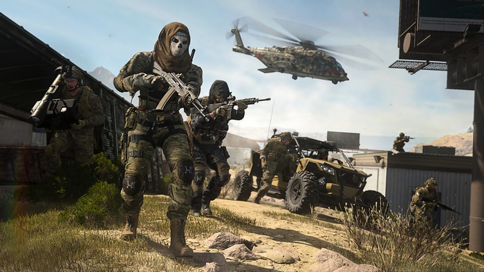 Call of Duty: Modern Warfare 2 soldiers and helicopter