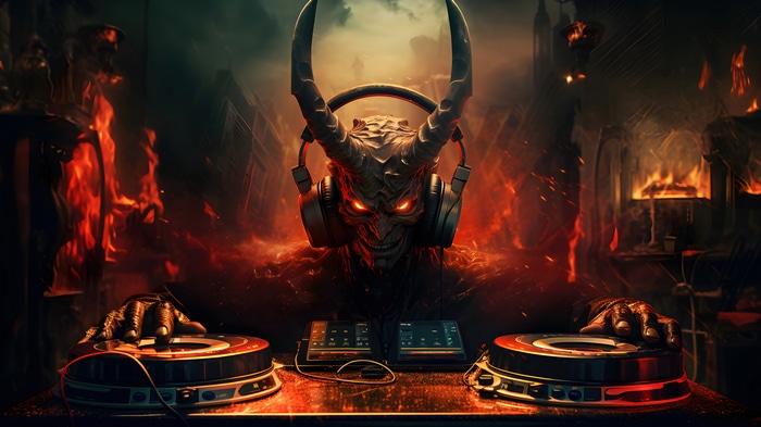 Demon DJ in a burning city