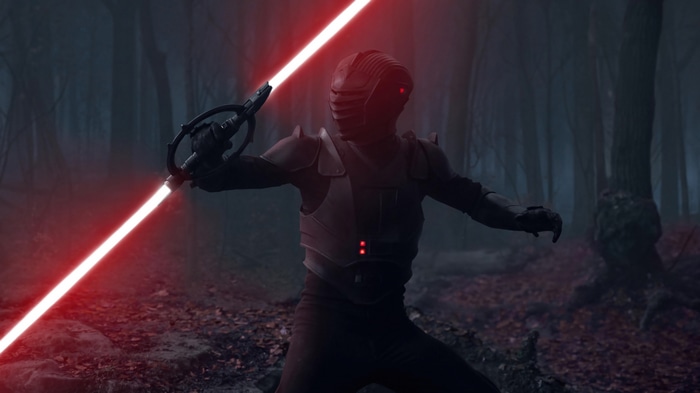 Marrok with Red Lightsaber in Forest 4K