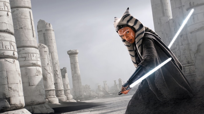 Ahsoka Tano with Lightsabers in Ruins 4K