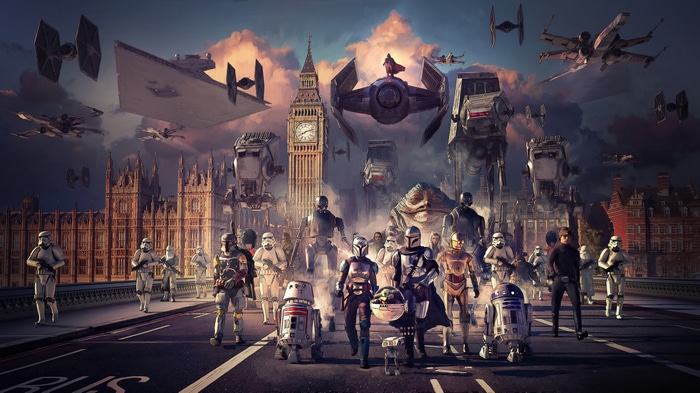 Star Wars characters and vehicles in London