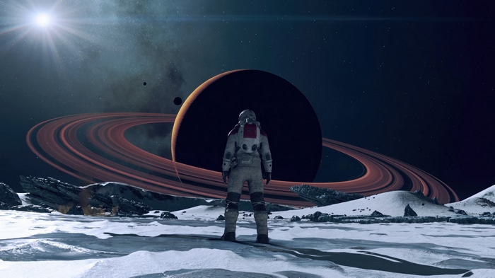 Starfield Astronaut on a Ringed Planet 4K
