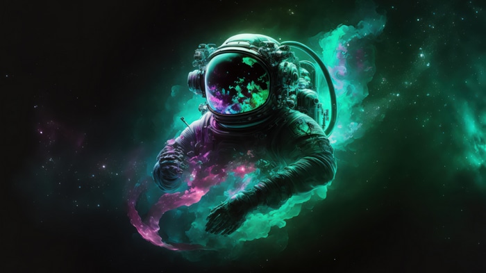 Astronaut in colorful nebula 4K