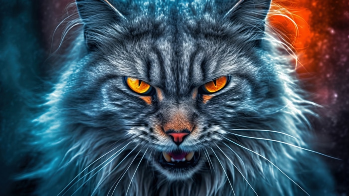 Angry Cat Digital Art 4K