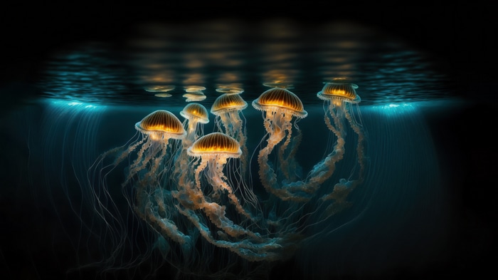 Digital Art 4K Jellyfish Underwater