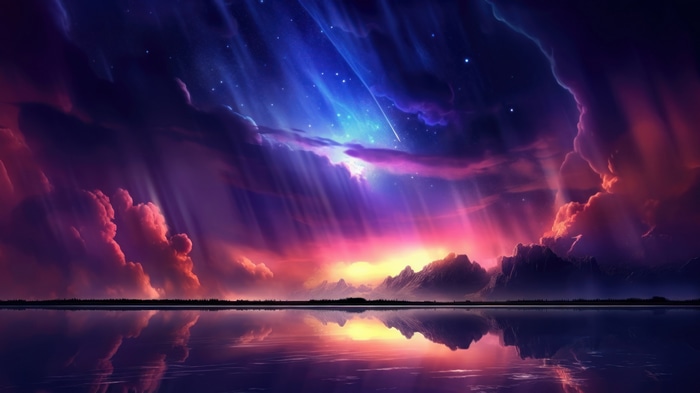 Colorful Digital Art of Ocean and Clouds 4K
