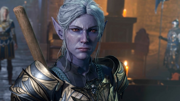 Drow Warrior in Armor with Staff