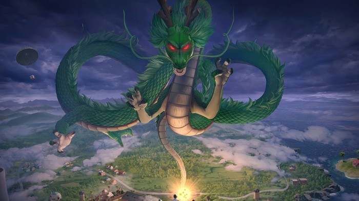 Shenron appears over a PUBG Mobile landscape