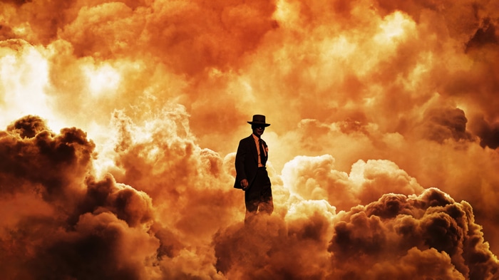 Oppenheimer in 4K amidst fiery clouds