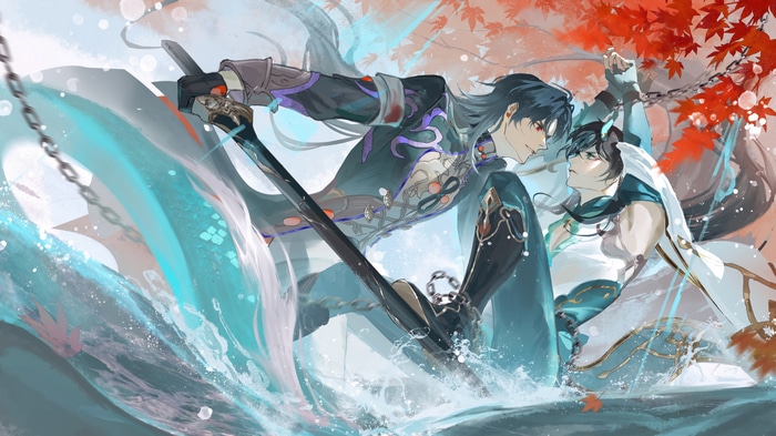 Blade and character from Honkai: Star Rail in water