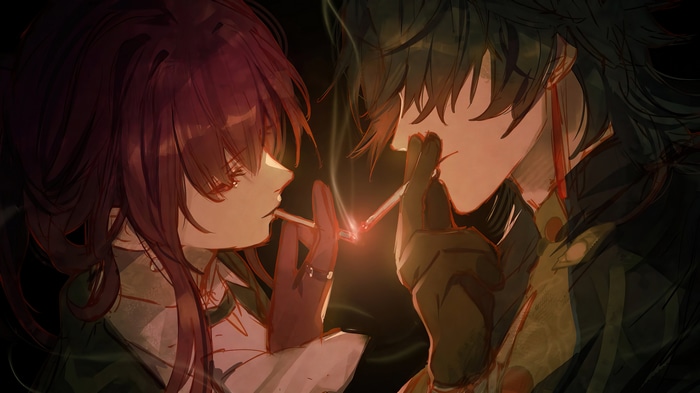 Kafka and Blade smoking in Honkai: Star Rail 4K
