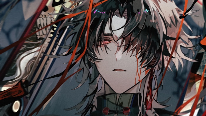 Blade from Honkai: Star Rail with blood