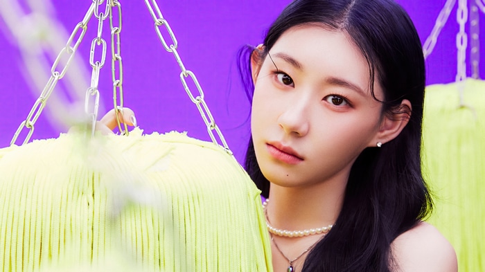 Chaeryeong from ITZY with yellow decor