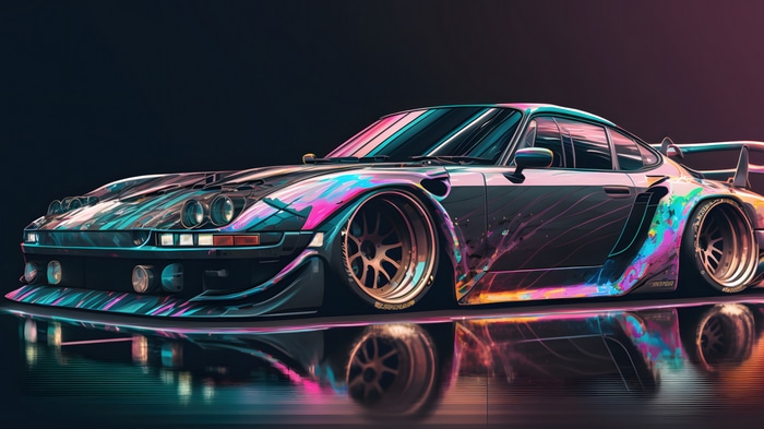 Colorful Sports Car Digital Art 4K