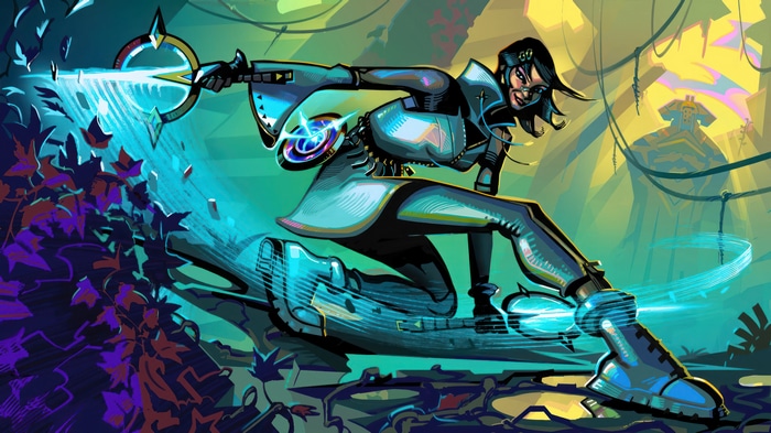 Fortnite character with glowing sword