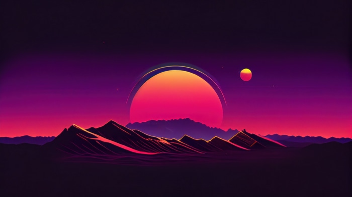 Synthwave Sunset over Mountains 4K